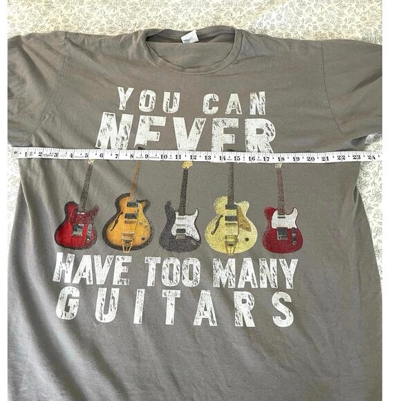 You Can Never Have Too Many Guitars Graphic T-Shirt Gray XL - Picture 3 of 6